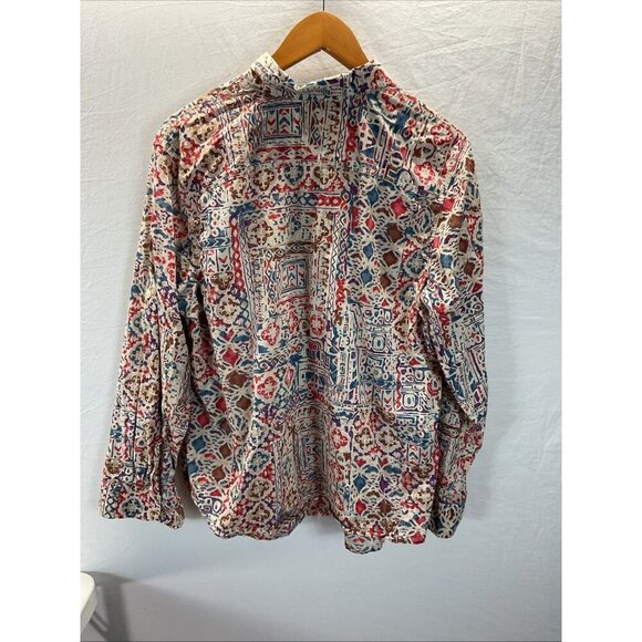Lauren Ralph Lauren lightweight Western aztec Button Down roll‎ tab size 1X - Picture 2 of 16